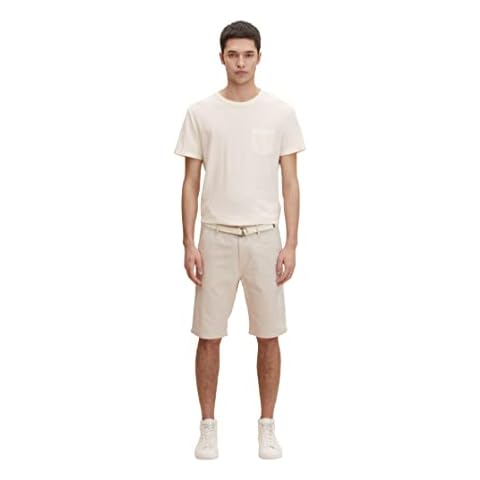 TOM TAILOR Denim Herren Chino Bermuda Shorts mit Gürtel 1029934, 26351 Cover