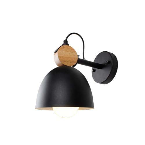 Applique lit bois et fer noir ronde pour lire dans une chambre cocooning