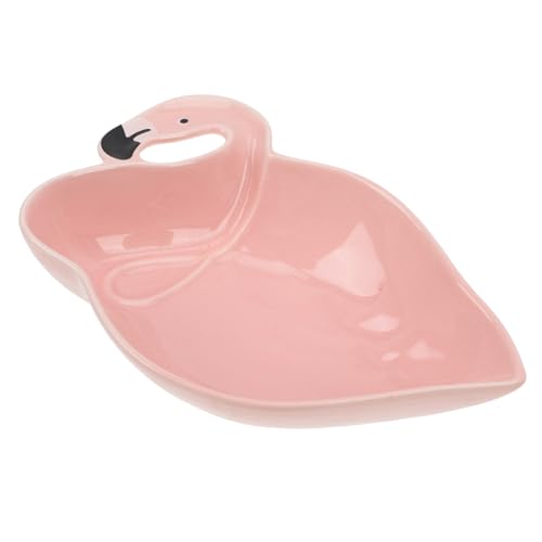 IMIKEYA Pink Flamingo Ceramic Cartoon Soup Bowl Multi-Function Decorative Tableware for Family Gatherings and Hotels, Adorable Deep Serving Bowl for Home Use