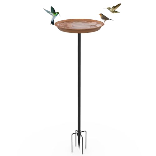 efuturetime Vogeltränke Stehend Groß aus Metall mit Löcher φ 30 x 90 cm, Vogeltränke Spieß Garten mit Höhenverstellbar Ständer Vogelbad Futterstelle für Outdoor Balkon, Braun efuturetime Vogeltränke Stehend Groß aus Metall mit Löcher φ 30 x 90 cm, Vogeltränke Spieß Garten mit Höhenverstellbar Ständer Vogelbad Futterstelle für Outdoor Balkon, Braun
