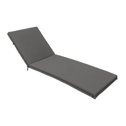 Cojines para tumbona de exterior impermeables y resistentes a la decoloración durante 3 años, con funda extraíble, lazos y cremallera oculta para patio, piscina y sillas (gris oscuro, 193 x 58 cm)
