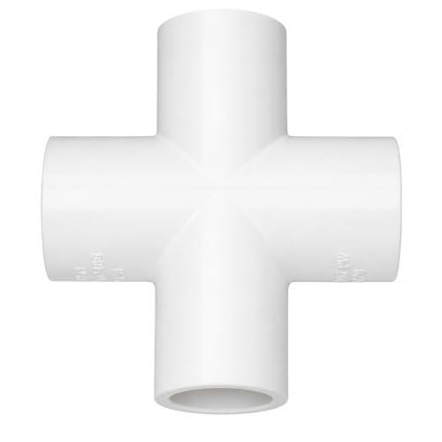 Image of DEHRAN UPVC 4 Way Cross Tee Pipe Connector 1 /2 Inch (20mm) Plumbing Fitting for Water Supply
