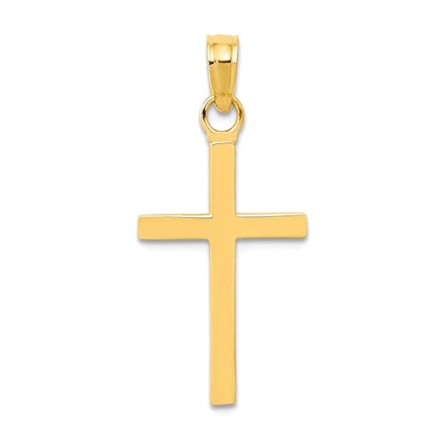 Pendentif croix religieuse or 10 carats femme motif 3D poli 27mm