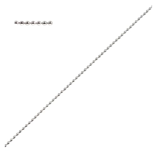 Cadena Acero Inoxidable Cadena de bolas acero inoxidable 1 mm, color plata, for accesorios joyería, 2 m