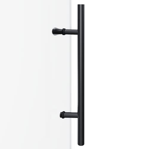 Elegant Frameless Sliding Tub Door 60" W X 62" H Sliding Shower Glass Door For Bathtub With 3/8" (10Mm) Clear Tempered Glass Bathtub Sliding Shower Doors In Black Finish #TOP2