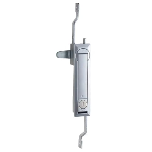 Cerradura de puerta plana de aleación de zinc, for armario eléctrico, con varilla de control y manija oscilante, 1 unidad(Gray)