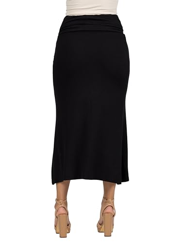 24seven Comfort Apparel Womens Comfortable Foldover Maxi Skirt3