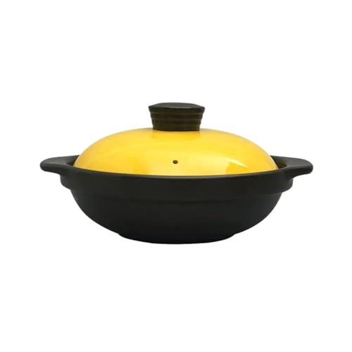 UBOHUZ Casseruola Piccole casseruole for Cucinare pentole in Ceramica Casseruola Antiaderente con Coperchio for Bruciare a Secco per Brasare, Stufare(Lemon Yellow)