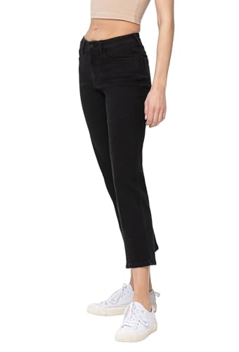 VERVET High Rise Anke Straight Jeans Black T58953