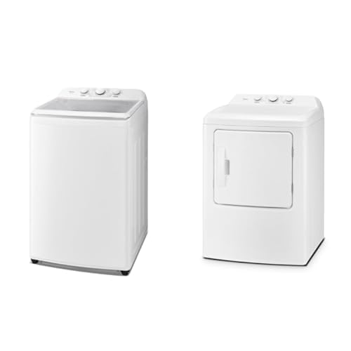 Midea MLTW37A1BWW Top Load Washing Machine and Gas Dryer Pair, Auto Sensing Washer and dryer Set, 12 Washing Cycles, Dial Control Panel, 3.7 Cu.ft, White