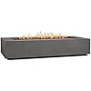 Real Flame Aegean 70in Rectangle Propane or Natural Gas Fire Pit Table, 65,000 BTU, Powder-Coated Steel, Push-Button Ignition, Lava Rock, Storage Cover, Stainless Steel Burner - Weathered Slate