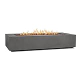 Real Flame Aegean 70in Rectangle Propane or Natural Gas Fire Pit Table, 65,000 BTU, Powder-Coated Steel, Push-Button Ignition, CSA Certified, Lava Rock, Storage Cover, Stainless Steel Burner with Lid