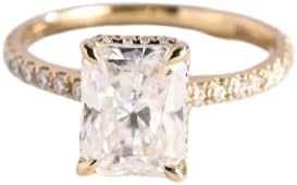 2.5 Ct Radiant Cut Moissanite Diamond Engagement Ring,14 Kt Solid Gold Plated Half Internity Hidden Halo wedding gift,Radiant Moissanite 4 Crew Prong Wedding Ring For Women,Gift For her,Size 3-13.