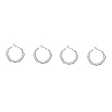 SOIMISS 2 Pares Pendientes Circulares Huecos Pendientes De Oro Para Mujer Pendientes De Plata De Ley Orrosos Pendientes Para Mujer Colgando Aretes De Aro Joyas Para Silver Cobre