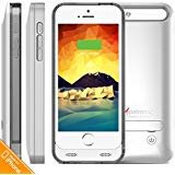 Alpatronix BX120 2400mAh Slim Battery Case Rechargeable Protective External Portable Charger Cover Compatible for iPhone 5, iPhone 5S & iPhone SE Juice Bank Power Pack Charging [MFi] - Silver