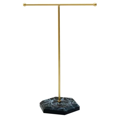 JJiaoLinin Schmuck Organizer, Schmuckständer, Metall-Schmuckständer, Gold T-Förmiger Halsketten-Ausstellungsständer, Schmuck Aufbewahrung für Armbänder, Ohrringe, Ringe, Ketten (Schwarz Sockel) JJiaoLinin Schmuck Organizer, Schmuckständer, Metall-Schmuckständer, Gold T-Förmiger Halsketten-Ausstellungsständer, Schmuck Aufbewahrung für Armbänder, Ohrringe, Ringe, Ketten (Schwarz Sockel)