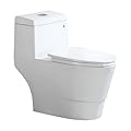 WOODBRIDGEE One Piece Toilet with Soft Closing Seat, Chair Height, 1.28 GPF Dual, Water Sensed, 1000 Gram MaP Flushing Score Toilet with Brushed Nickel, White,B0940-F-BN