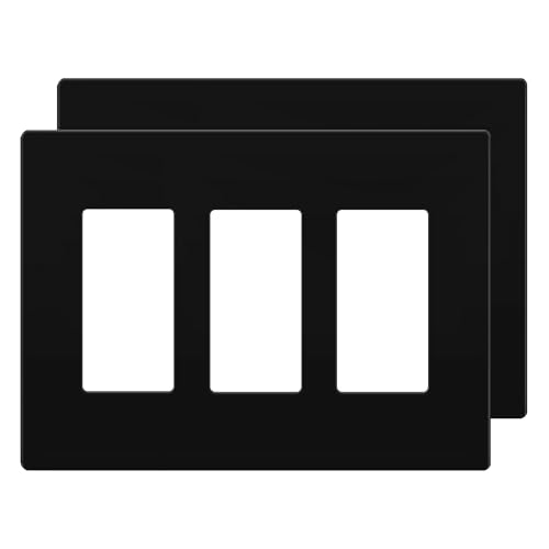 Image of LIDER Decorator Switch Cover, Screwless Wall Plate, Mid-Size 3-Gang 4.88 inch x 6.77 inch, LSWP-33M-BK2P, UL Listed, Thermoplastic, Matte Black, 2-Pack