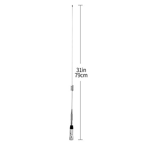 Hys Tc-Vum10A 31Inch 785Mm Dual Band 144/430Mhz 2Meter 70Cm 200W 3/5Dbi Stainless Steel Mobile Antenna Pl259 (Uhf-Male) Connector For Yaesu Motorola Midland Icom Ham Mobile Radio Transceiver #TOP1