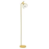 Simple Designs LF1050-YLW 54.5' Sleek Essentials Industrial Metal Floor Lamp with Wire Cage Shade, for Living Room, Bedroom, Office, Yellow