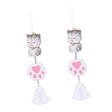 jojofuny 2 Stück Ornamente Zum Aufhängen Windspiel Schielende Glocken Lächeln Deckröhren Anhänger Gartenglockenspiel Katze Niedlich Sitzend Im Japanischen Stil Kreative