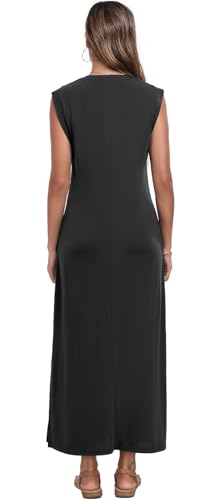 Women's Summer Slit Maxi Dress Casual V Neck Loose Long Dresses with Pockets(XS-3XL)4