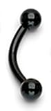 14g Black Titanium Anodized Over Surgical Steel Curved Barbell Eyebrow Ring Body Jewelry Piercing 14 Gauge 3/8