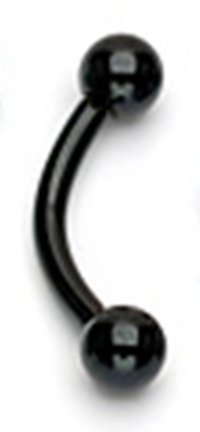 14g Black Titanium Anodized Over Surgical Steel Curved Barbell Eyebrow Ring Body Jewelry Piercing 14 Gauge 3/8