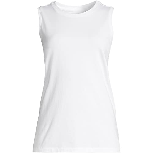 Lands' End Womens Supima Cotten Crew Neck Tank White Plus 2X #TOP4