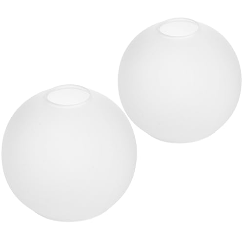 Image of Handblown Frosted Glass Globe Lamp Shade - 1.65 inch Fitter Opening - Replacement Lamp Shade for Pendant Lights, Chandeliers, Wall Sconces, Vanity & Ceiling Fixtures (2 Pack)