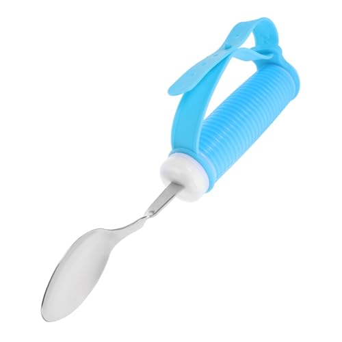 Didiseaon Eating Spoon for Elderly Handicapped Utensils Universal Cuff Dishwasher Safe Soft Silicone Handle Tremble Proof Comfortable to Hold