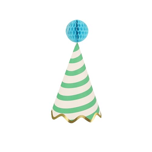 Meri Meri Birthday Party Hats, Pack of 8 Bright and Colorful Cone Birthday Hats for Kids & Adults, Cone Party Hats