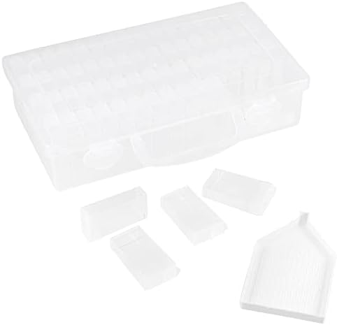 MANCHAP 2 Pack 64 Grids Diamond Painting Storage Boxes, Diamond Embroidery Box, Diamond Art Storage Boxes with Containers for Jewelry, Beads, Craft, Nail Art, Clear