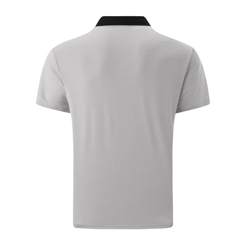 Polo para hombre, manga corta, bloque de color, camisa de ocio, verano, polo con bolsillos, moderno, con solapa, tenis, camiseta de golf para exteriores, camiseta deportiva, gris, L - imagen 5