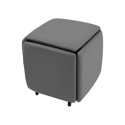 Tabouret cube 5 en 1 - 46 x 46 x 48 cm - Multifonction - Tabouret de canapé empilable - Avec 4 roues universelles - Bonne utilisation de l'espace - Chaise...