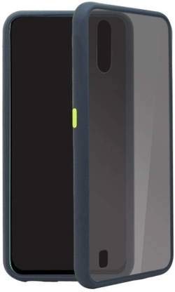 GEHLOT ; OneStep Towards Online Button Smoke Translucent Hard Matte Case with Soft Edges, Shockproof Smooth Feel Touch Back Case Cover for Samsung (Galaxy M01s, Blue)