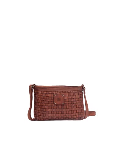 BIBA Bolso de Mujer de Cuero Genuino, Bolso Bandolera Heritage Kansas KA9, Asa Larga, Cierre con Cremallera, Piel Bovina Legítima, Color Cuero
