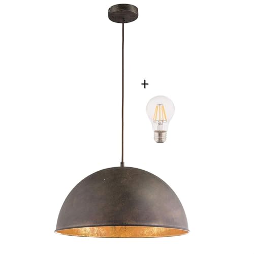 Preisvergleich Produktbild bmf-versand® Hängelampe Esszimmer Modern - Hängeleuchte Industrial - Küchenlampe Hängend Rostoptik 41 cm - Industrie Pendellampe Esstisch - Pendelleuchte Braun Vintage - inkl Pflegetuch
