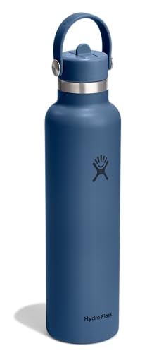 Image of Hydro Flask Water Bottle - Insulated Stainless Steel - Straw Lid, Non Spill, Leakproof in 24 Oz Harbor Blue