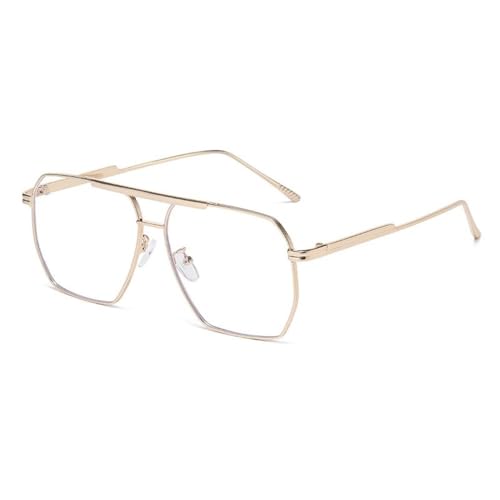 Lunettes de soleil aviateur grand format protection UV monture métal or