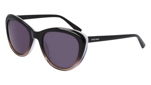 COLE HAAN Women's CH7087 Polarized Cat Eye Sunglasses, Black Gradient, 53/20/1402
