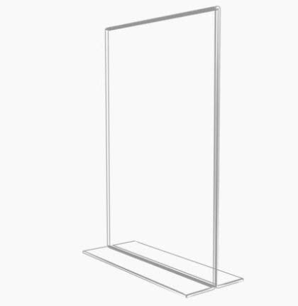Porpoise A4 Size Acrylic Sign Holder - T-Shape Double-Sided Portrait Style Menu Ad Frame - Display Stand for Table Top - Perfect for Restaurants, Promotions, Photo Frames, and Classroom Use