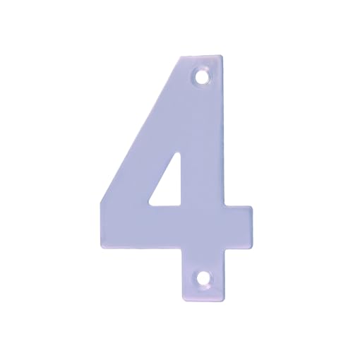 Amig - Número 4 de Acero Inoxidable para Atornillar en Interior y Exterior - 100 mm - Para Portales, Paredes o Fachadas de Casas - Acabado en Plateado