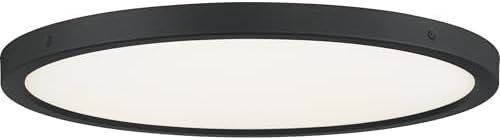 Quoizel Outskirts Round Flush Mount Ceiling Light, 20 Inch Earth Black, Dimmable Integrated LED 2870 Lumens, 27 W, Close to Ceiling Light Fixtures for Hallway, Kitchen, Bedroom or Bathroom