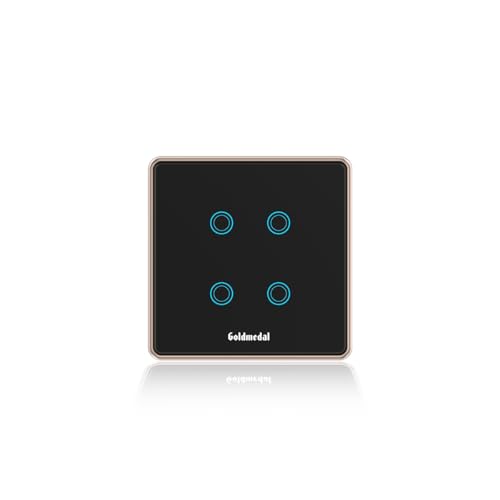 Image of Goldmedal 2 Module I-Touch 1 Way Wi-Fi 4 Switch With Glass Plate - Titanium Grey | Pack Of 1 | Suitable For 2 Module Junction Box | No Additional Cover Plate Required, 240 Volts