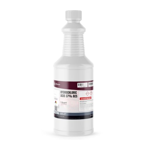 Alliance Chemical Hydrochloric Acid 37% ACS Reagent Grade (Muriatic Acid) - 1 Quart (946 mL) Bottle - for Lab Analysis, Titration, Sample Digestion and pH Adjustment