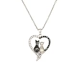 LHJHZDJC Collar para hombres y mujeres, gato negro, gato blanco, collar de amor, joyería de fiesta, Navidad, día de San Valentín, para mujeres, mamá, familia, amigos, regalo casual diario