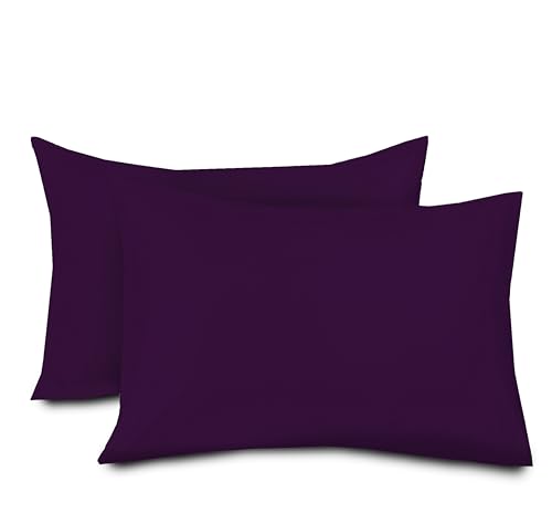 Crescent Collection Plain Pair of Housewife Pillowcases (Plum, Pair Of Pillowcase)