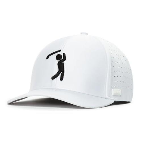 Bogey Bros Fitted Golf Hat for Men Stretch Fit Performance Cap Breathable Poly Spandex Sweat Resistant - Bogeyman White - Small/Medium