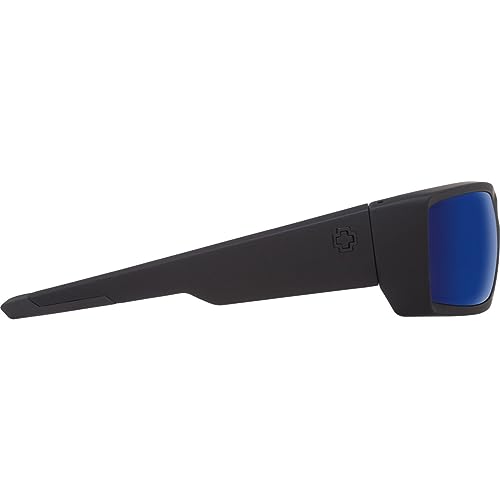 Spy Optic General Sunglasses Soft Matte Black with Happy Dark Gray Green Polar with Dark Blue Spectra Mirror Lens + Case3